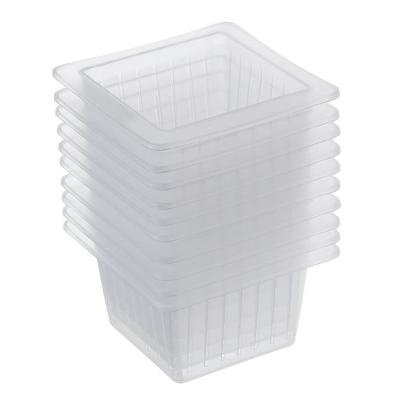 Spatiy Garden Net Cup Pots, 10PCS 4 Inch Hydroponics Net Pot Bucke, Orchid pots with Holes for Hydroponics Supplies Square Net Pots with Cotton Rope ( White )