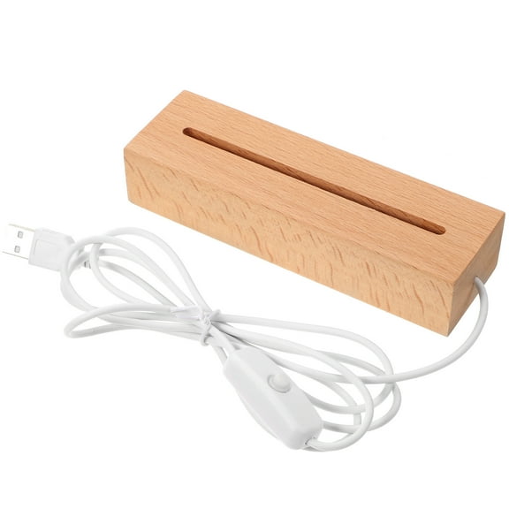 Spatiy Rectangular Wooden LED Light Display Base Acrylic Glass Art Display Stand Lamp