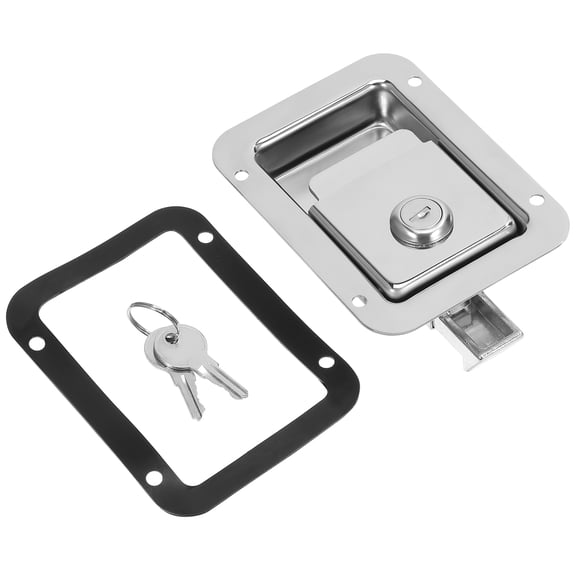 Spatiy Travel Trailer Locks Stainless Steel Rv Door Heavy Duty Flush Mount Handle with Key for Toolbox Trailer Compartment Door Silver