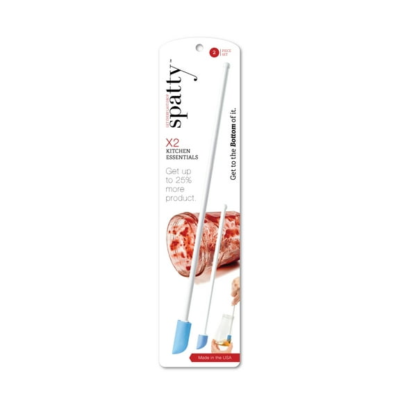 Spatty Daddy Kitchen Spatula Set (6 and 12 Inch, Blue) – Scrape Every Last Drop from Jars, Bottles & Cans