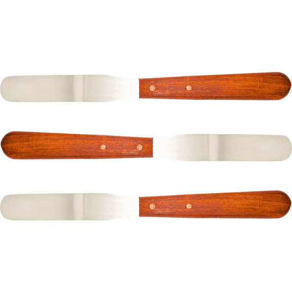 8" Straight Spatulas, 3-Piece Set for Plaster & Alginate Mixing, Stainless Steel with Wooden Handle by Artman Instruments