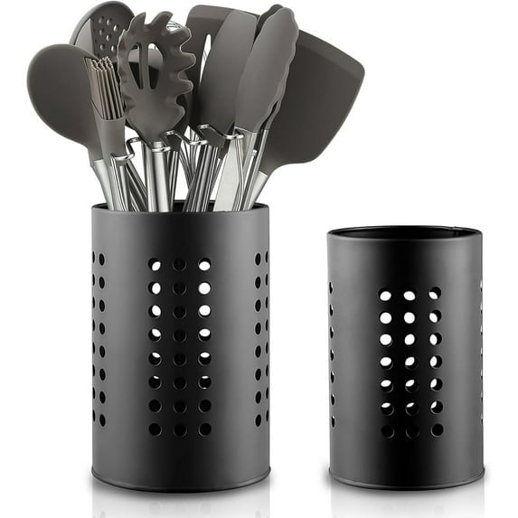 Spatula Holder Stainless Steel Kitchen Counter Top Utensil Holder Round for Kitchen Counter Cooking Spoon Holder Metal Utensil Drying Non Drip Holder