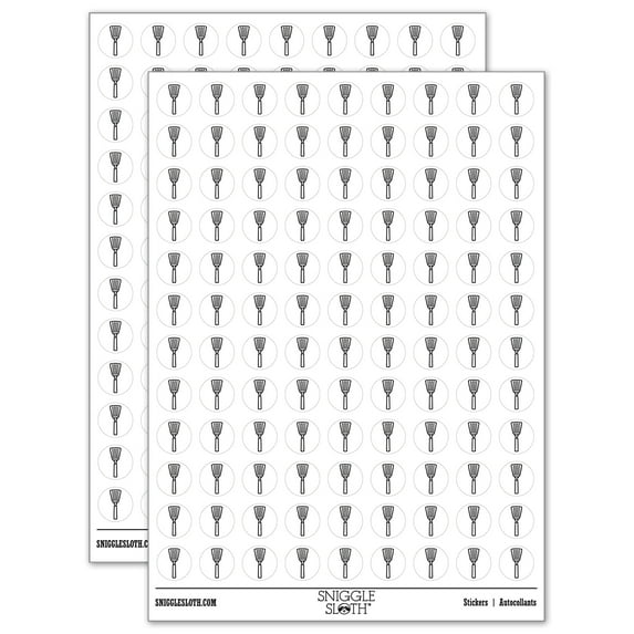 Spatula Kitchen Utensil BBQ Grilling 200+ Round Stickers - White - Gloss Finish - 0.50" Size