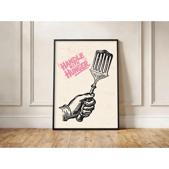 Spatula Retro Kitchen Wall Art Diner Typography Illustration Grilling Decor, Unframed Paper Print