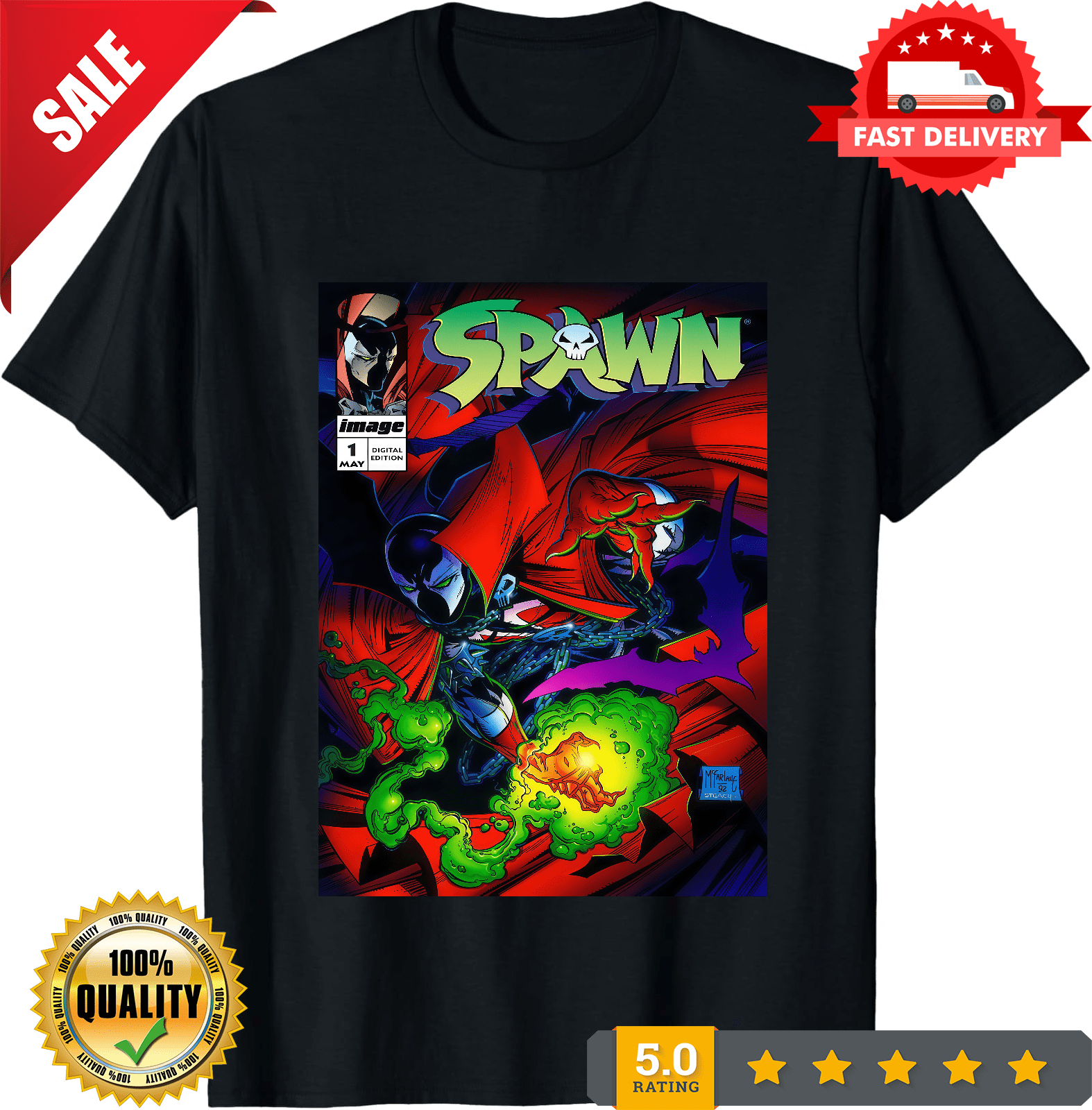 Spawn Spawn Spawn #1 Comic Cover T-Shirt, ULTRA LIMITED-TH69638 - Walmart.com