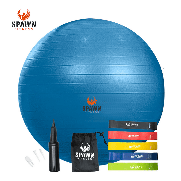Spawn Fitness Resistance Bands Set of 5 with Exercise Stability Ball for  Home Workout 