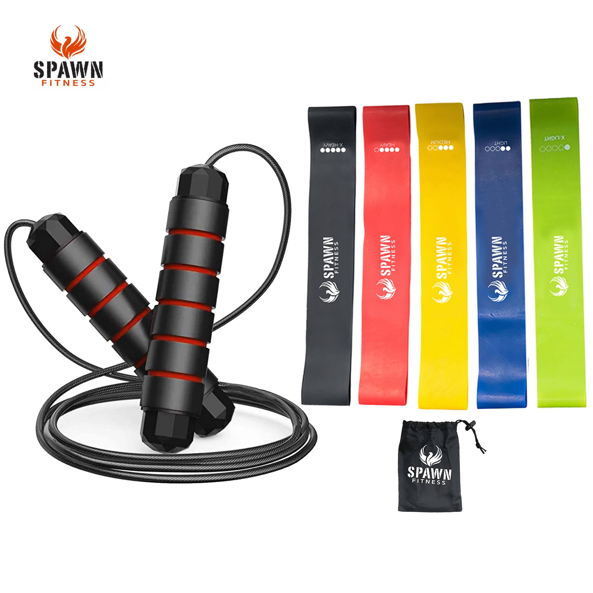 Spawn Fitness Resistance Exercise Fitness Bands Set with Speed Jump Rope