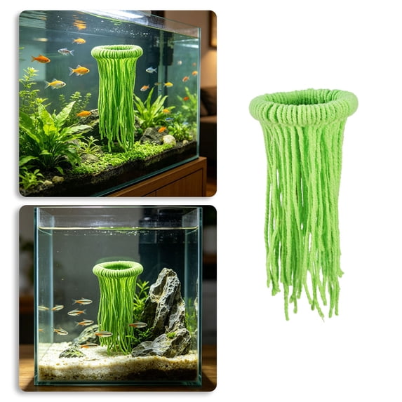 Spawning Mop Handmade Fish Breeding Grass Fish Tank Breeding Mop Decorative Aquarium Floating Green Aquarium Decor for Securing Eggs and Protecting New Fry