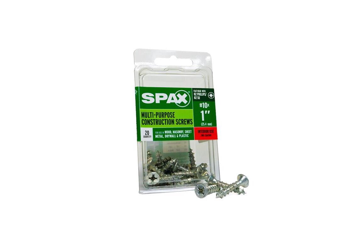 Spax 4101010500252 Multi-Material Screws, Flat Head, Phillips, 10'' X 1 ...