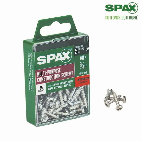 Spax 4111010400202 Multi-Material Screw, Phillips, 8'' X 3/4'', Box 35