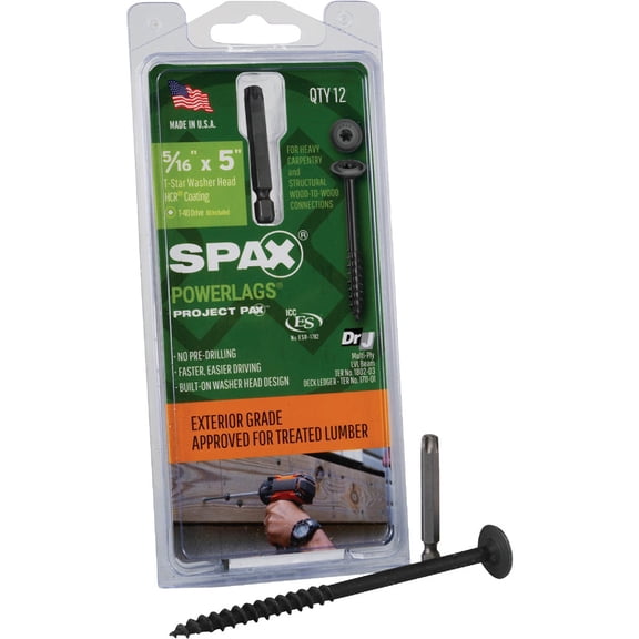 Spax 5028491 5 in. PowerLags Washer Head Structural Screws, 12 per Pack
