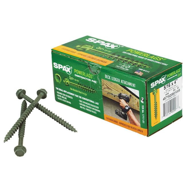 Spax 5034884 4 in. PowerLags Hex Washer Head Construction Screws, Pack