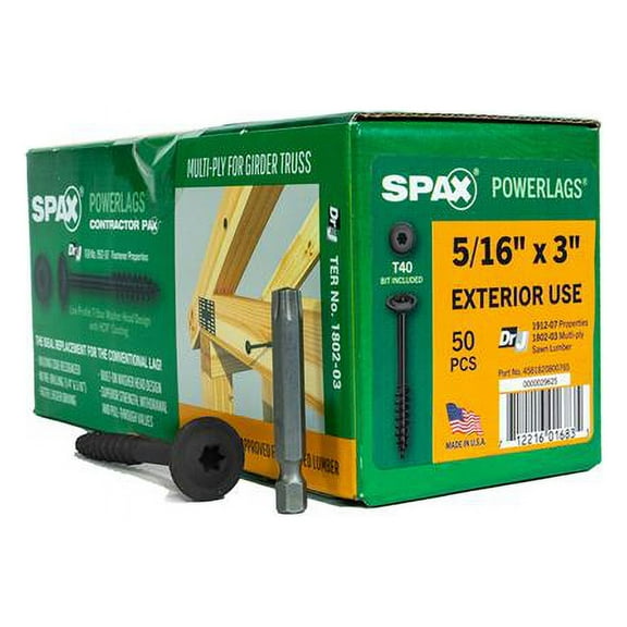 Spax 5034887 3 in. PowerLags Washer Head Construction Screws, Pack of 50