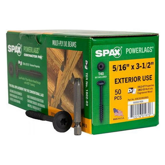SPAX PowerLags 5/16 in. in. X 3-1/2 in. L T-40 Washer Head Structural Screws 50 pk