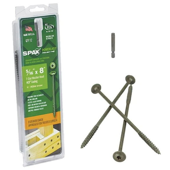 Spax 8 in. PowerLags Washer Head Construction Screws, 12 per Pack - Pack of 5