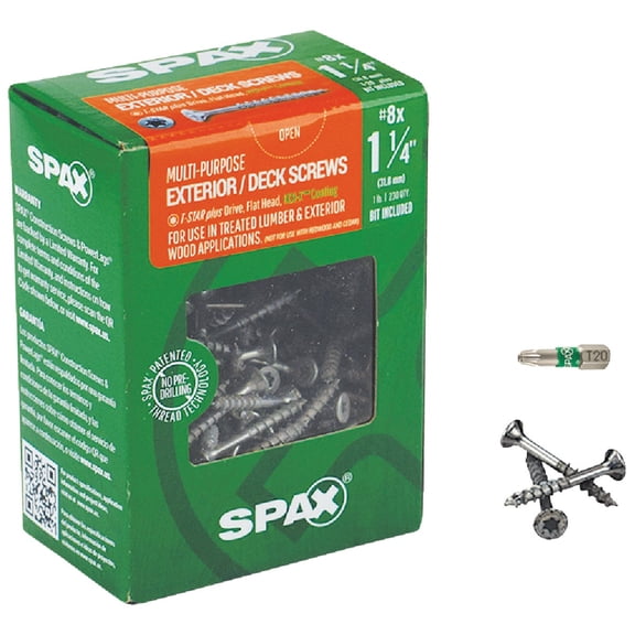 Spax Exterior Deck Screw - Wood, HCR-X Finish - 230 Count, 1-1/4 In.