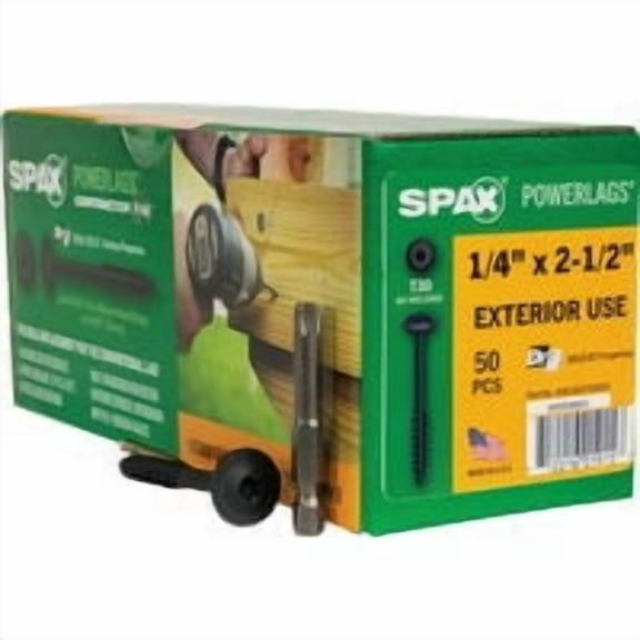 SPAX PowerLags Washer Head Exterior Wood Screw - HCR Coating - 50 Pack, 1/4 In. x 2-1/2 In.