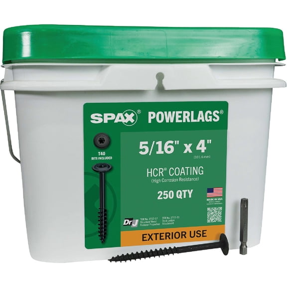 Spax PowerLags 5/16 In. x 4 In. Washer Head Exterior Structure Screw (250 Ct.) — Construction & DIY Use, Standard Hardware Spec
