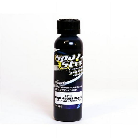 Spaz Stix 00110 High Gloss Black/Backer Airbrush Ready Paint 2oz Bottle