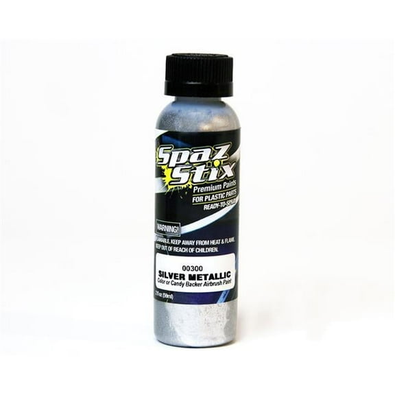Spaz Stix 00300 Metallic Silver/Candy Backer Airbrush Ready Paint 2oz Bottle