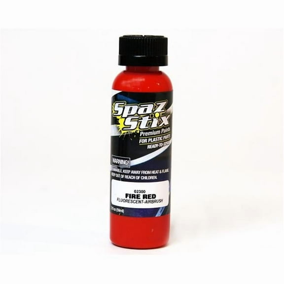Spaz Stix 02300 Fire Red Fluorescent Airbrush Ready Paint 2oz Bottle