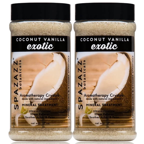 Spazazz Aromatherapy Spa and Bath Crystals - Coconut Vanilla 17oz (2 Pack)