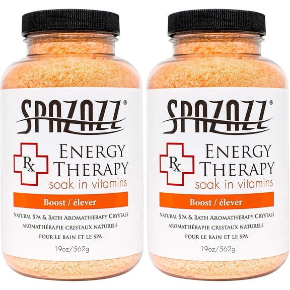 Spazazz RX Therapy Aromatherapy Salt Crystals 2 Pack 19oz Each Energy Therapy Relaxing Soak for Hot Tubs & Bathtubs