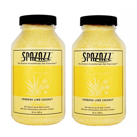 Spazazz Aromatherapy Spa and Bath Crystals - Verbena Lime Coconut 22 oz (2 Pack)