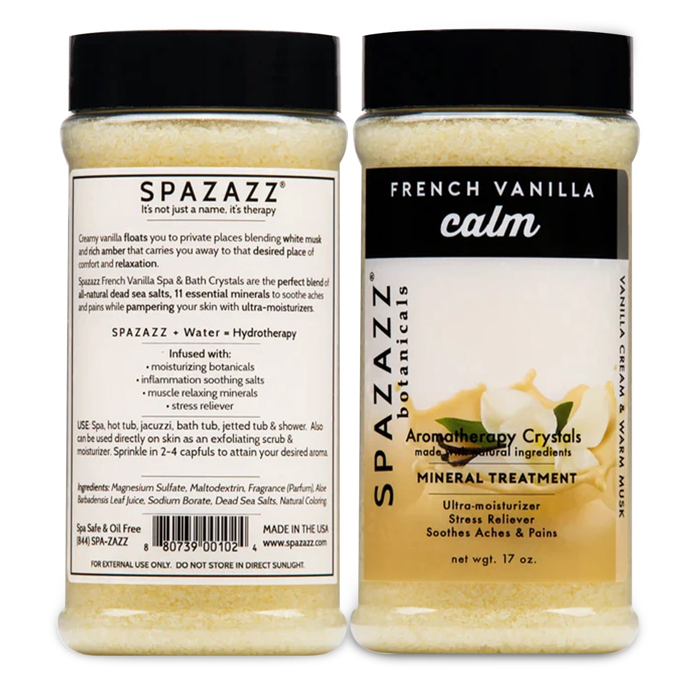 Spazazz Hot Tub Aromatherapy Warm French Vanilla Spa and Bath Crystals, 2 Pack - 17 oz Each Jar. Crystals and Bath Salts for Hot Tub and Bathtub Spa - Aromatherapy Scented Salts for Relaxation!
