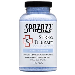 Spazazz Rx Stress Therapy Natural Spa & Bath Salt Aromatherapy Crystals 19oz De-Stress - Calming & Relaxing Natural Aroma & Magnesium Mineral Bathing Salts