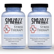 Spazazz Stress Therapy Natural Spa & Bath Salt Aromatherapy Crystals- 2 Pack 19oz De-Stress - Calming & Relaxing Natural Aroma & Magnesium Mineral Bathing Salts - Safe for Your Hot Tub