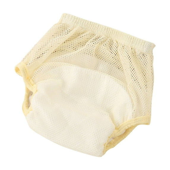 Spazoro Baby Boys Mesh Diaper Pants, Cotton Solid Color Washable Breathable Underwear for Girls Boys Yellow Size 3 Months