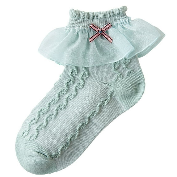 Spazoro Baby Girls Socks, Breathable Casual Seamless Toe for No Rub Mid-tube Solid Color 100%Cotton Comfortable Fit Socks for Child Girls Green Size 10 T