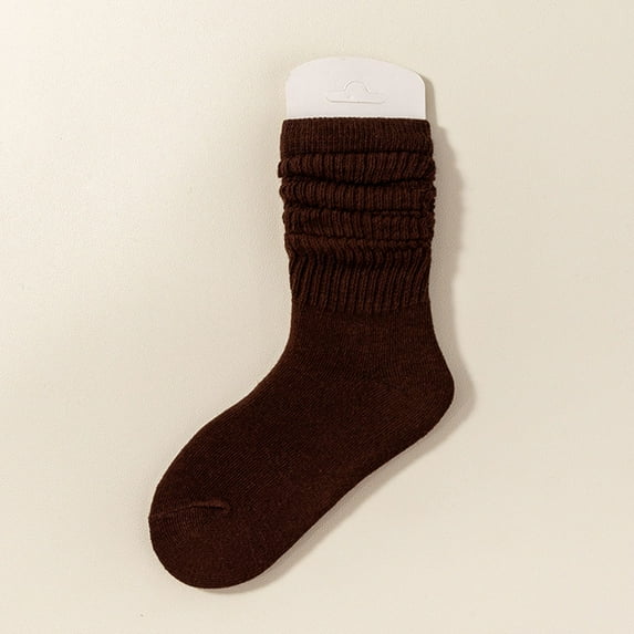 Spazoro Baby Girls Socks, Casual Breathable Seamless Toe for No Rub Solid Color 100%Cotton Mid-tube Comfortable Fit Socks for Child Girls Coffee Size 0 T