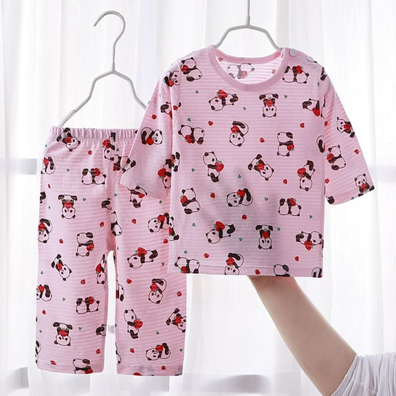 Spazoro Baby Toddler Girls Pajamas Set, Cotton 2-Piece Thin Lightweight Sleepwear Long Sleeve Shirts and Pants Outfit Pjs Set Pink Size 1 T