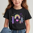 thumbnail image 1 of Spazoro Big Boys Girls Shirts Tee, Crew Neck Short Sleeve Graphic T-Shirts Cute Print Casual Summer Tops for Unisex Black Size 7 T, 1 of 7