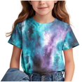 thumbnail image 1 of Spazoro Big Boys Girls Shirts Tee, Crew Neck Short Sleeve Graphic T-Shirts Universe Print Casual Summer Tops for Unisex Sky Blue Size 9 T, 1 of 5