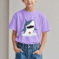 thumbnail image 1 of Spazoro Big Boys Girls Shirts Tee, Graphic T-Shirts Short Sleeve Crew Neck Shark Print Casual Summer Tops for Unisex Purple Size 7 T, 1 of 6