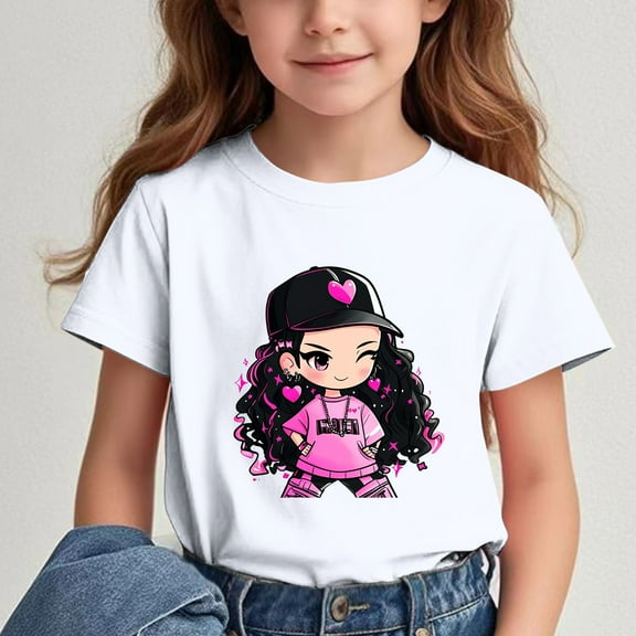 Spazoro Big Boys Girls Shirts Tee, Short Sleeve Cute Print Crew Neck Graphic T-Shirts Casual Summer Tops for Unisex White Size 3 T
