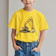 thumbnail image 1 of Spazoro Big Boys Girls Shirts Tee, Short Sleeve Graphic T-Shirts Crew Neck Excavator Print Casual Summer Tops for Unisex Yellow Size 4 T, 1 of 6