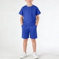 thumbnail image 1 of Spazoro Boys Active Shorts Set, Breathable Gym Athletic Quick Dry 2 Piece T-Shirt and Shorts Set for Kids Blue Size 4-5, 1 of 7