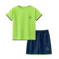 thumbnail image 1 of Spazoro Boys Athletic Outfit Sets, Color Block T-Shirts & Shorts Quick-Dry Breathable Summer 2PC Sets for Kids Green Size 7 T, 1 of 5