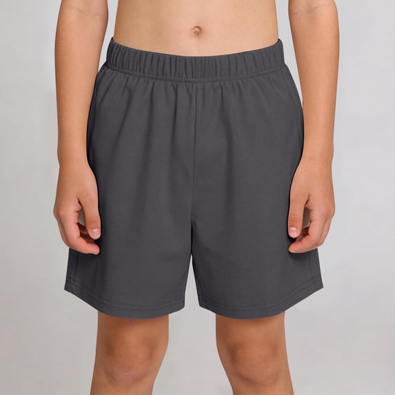 Spazoro Boys Athletic Shorts with Pockets, Quick-Dry Stretch Performance Elastic Waist Running Basketball Shorts Gray Size 6