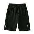 thumbnail image 1 of Spazoro Boys Athletic Shorts with Zipper Pockets, Elastic Waist Drawstring Performance Stretch Quick-Dry Running Basketball Shorts Black Size 6, 1 of 4