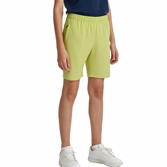 Spazoro Boys Athletic Shorts with Zipper Pockets, Quick-Dry Performance Elastic Waist Stretch Running Basketball Shorts Green Size 14