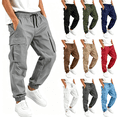 thumbnail image 1 of Spazoro Boys Cargo Jogger Pants with Multi‑Pockets, Elastic Waist Casual Drawstring Loose Fit Cuffed Ankle Utility Jogger Trousers Gray Size 9-10, 1 of 7