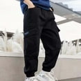 thumbnail image 1 of Spazoro Boys Cargo Pants, Baggy Cotton Multi-Pockets Solid Color Elastic Waist Casual Jogger for Boys Black Size 7 T, 1 of 3
