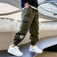 thumbnail image 1 of Spazoro Boys Cargo Pants, Elastic Waist Solid Color Multi-Pockets Baggy Casual Jogger for Boys Green Size 5 T, 1 of 6