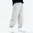 thumbnail image 1 of Spazoro Boys Cargo Pants, Solid Color Cotton Elastic Waist Multi-Pockets Baggy Jogger Pants for Kids Gray Size 7, 1 of 6