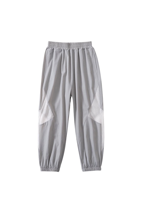 Boys Casual Pants with Pockets, Quick Dry Breathable Elastic Waist Lightweight Summer Joggers for Kids Gray Size 11